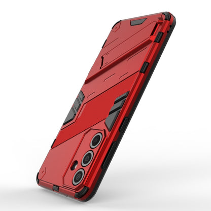 For Samsung Galaxy M55 5G Punk Armor 2 in 1 PC + TPU Shockproof Phone Case with Invisible Holder(Red) - Galaxy Phone Cases by buy2fix | Online Shopping UK | buy2fix