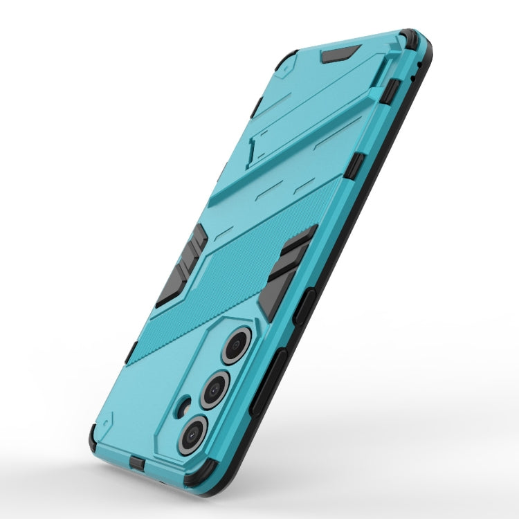 For Samsung Galaxy M55 5G Punk Armor 2 in 1 PC + TPU Shockproof Phone Case with Invisible Holder(Blue) - Galaxy Phone Cases by buy2fix | Online Shopping UK | buy2fix