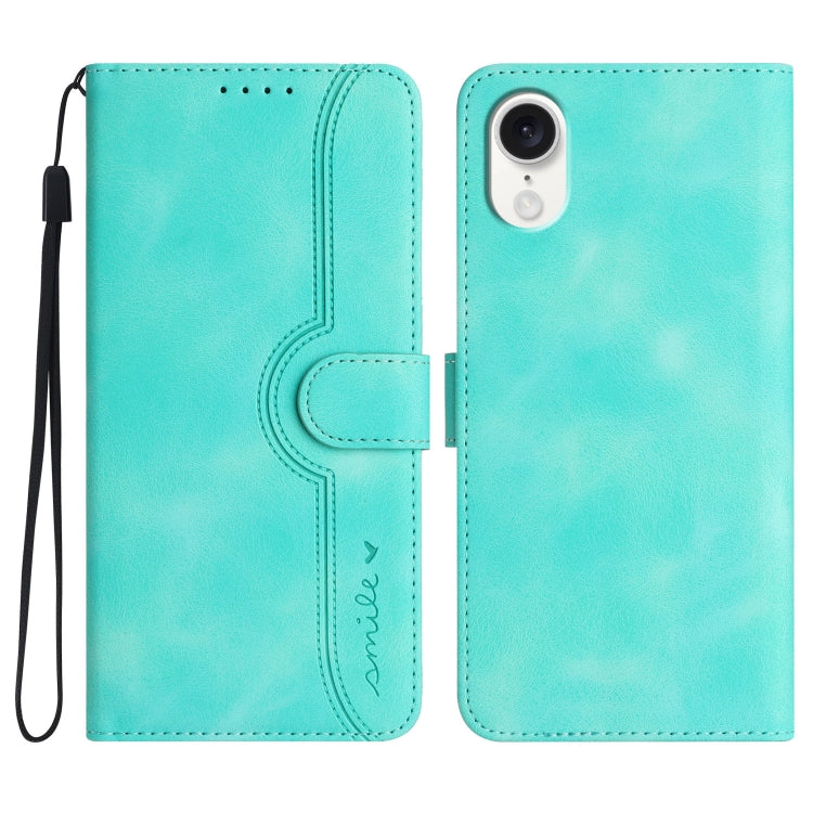 For iPhone SE 2024 Heart Pattern Skin Feel Leather Phone Case(Light Blue) - More iPhone Cases by buy2fix | Online Shopping UK | buy2fix