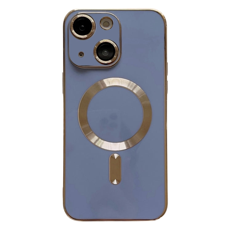 For iPhone 14 Plus Magsafe Plating TPU Phone Case with Lens Film(Light Blue) - iPhone 14 Plus Cases by buy2fix | Online Shopping UK | buy2fix