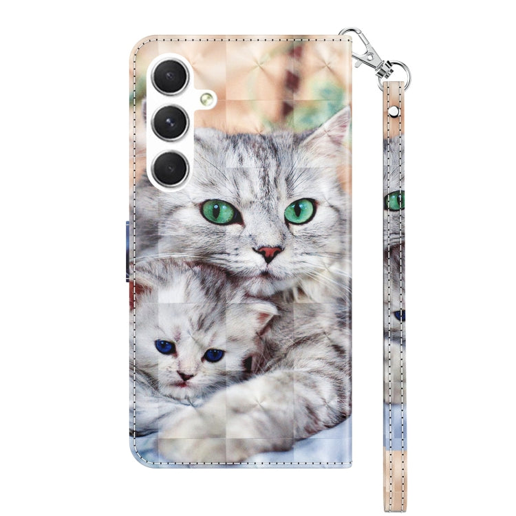 For Samsung Galaxy S24 5G 3D Painted Leather Phone Case(Two Loving Cats) - Galaxy S24 5G Cases by buy2fix | Online Shopping UK | buy2fix