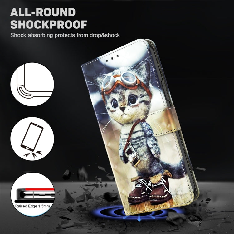 For Samsung Galaxy A55 5G 3D Painted Leather Phone Case(Naughty Cat) - Galaxy Phone Cases by buy2fix | Online Shopping UK | buy2fix