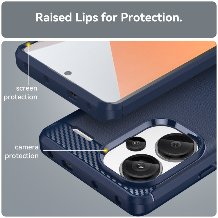 For Xiaomi Redmi Note 13 Pro+ Brushed Texture Carbon Fiber TPU Phone Case(Blue) - Note 13 Pro+ Cases by buy2fix | Online Shopping UK | buy2fix