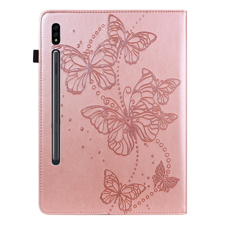 For Samsung Galaxy Tab S9 Embossed Butterfly Pattern Leather Tablet Case(Pink) - Galaxy Tab S9 Cases by buy2fix | Online Shopping UK | buy2fix