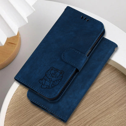 For Motorola Moto G Power 5G 2024 Little Tiger Embossed Leather Phone Case(Dark Blue) - Motorola Cases by buy2fix | Online Shopping UK | buy2fix