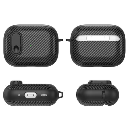 For AirPods Pro 2 Carbon Fiber Texture Wireless Earphones Case with Security Lock(Blue) - For AirPods Pro 2 by buy2fix | Online Shopping UK | buy2fix