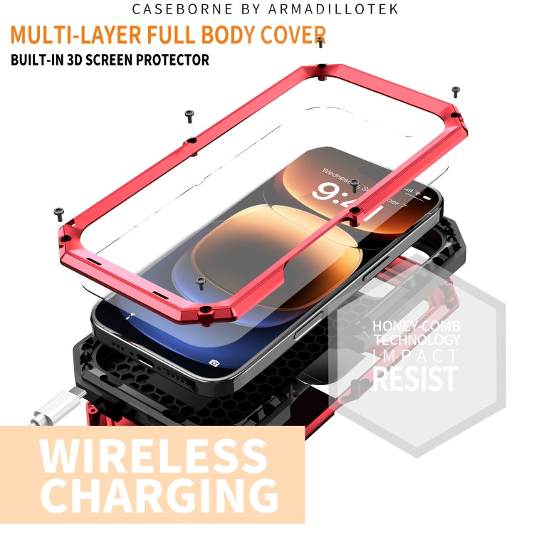 For iPhone 16 Pro Max R-JUST Sliding Camera IP54 Life Waterproof Holder Phone Case(Red) - iPhone 16 Pro Max Cases by R-JUST | Online Shopping UK | buy2fix