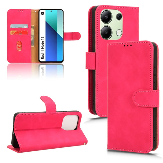 For Xiaomi Redmi Note 13 4G Skin Feel Magnetic Flip Leather Phone Case(Rose Red) - Note 13 Cases by buy2fix | Online Shopping UK | buy2fix