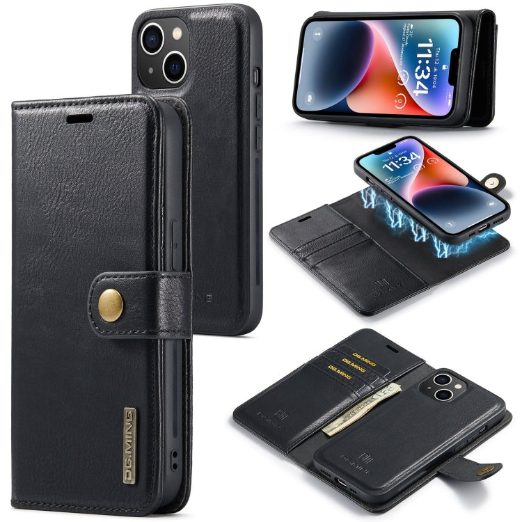 For iPhone 15 Plus DG.MING Crazy Horse Texture Detachable Magnetic Leather Phone Case(Black) - iPhone 15 Plus Cases by DG.MING | Online Shopping UK | buy2fix