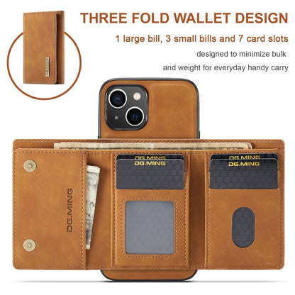 For iPhone 15 DG.MING M1 Series 3-Fold Multi Card Wallet Leather Phone Case(Brown) - iPhone 15 Cases by DG.MING | Online Shopping UK | buy2fix