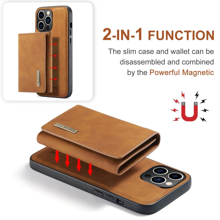 For iPhone 15 Pro DG.MING M1 Series 3-Fold Multi Card Wallet Leather Phone Case(Brown) - iPhone 15 Pro Cases by DG.MING | Online Shopping UK | buy2fix