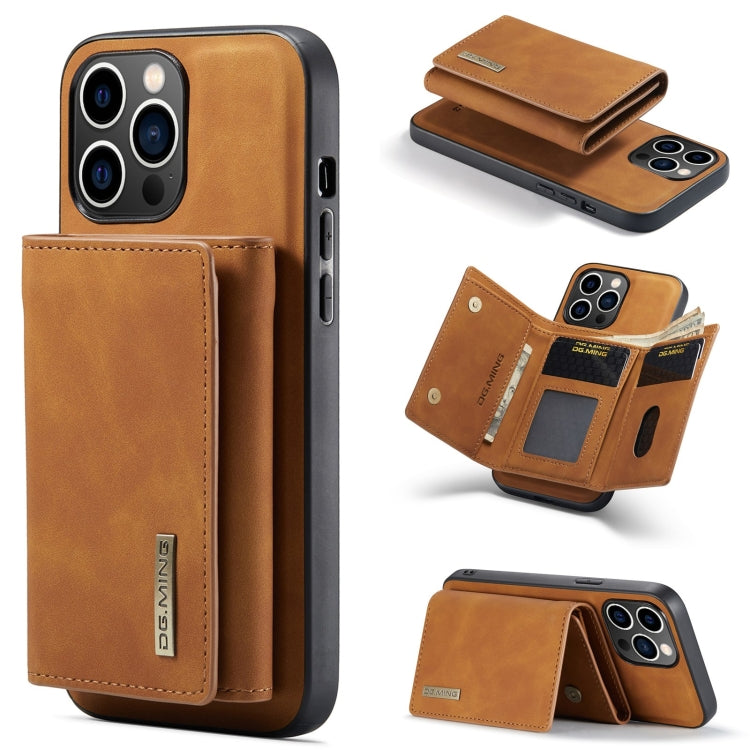 For iPhone 15 Pro Max DG.MING M1 Series 3-Fold Multi Card Wallet Leather Phone Case(Brown) - iPhone 15 Pro Max Cases by DG.MING | Online Shopping UK | buy2fix