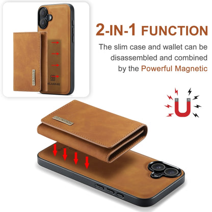 For iPhone 16 DG.MING M1 Series 3-Fold Multi Card Wallet Leather Phone Case(Brown) - iPhone 16 Cases by DG.MING | Online Shopping UK | buy2fix