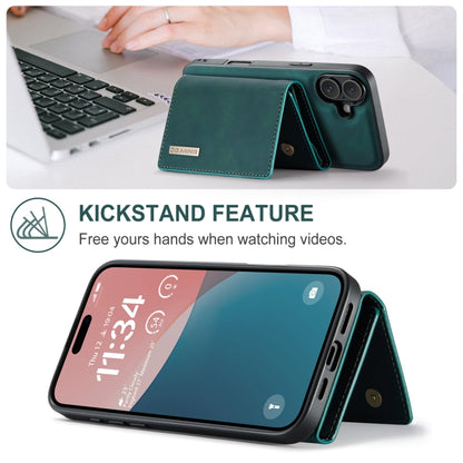 For iPhone 16 DG.MING M1 Series 3-Fold Multi Card Wallet Leather Phone Case(Green) - iPhone 16 Cases by DG.MING | Online Shopping UK | buy2fix