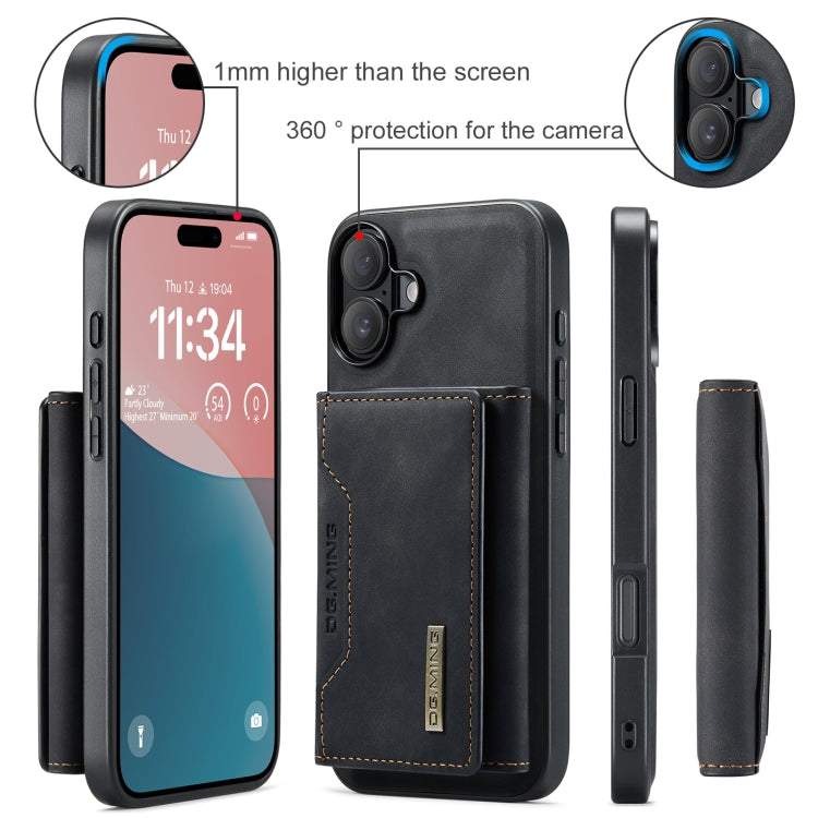 For iPhone 16 Plus DG.MING M2 Series 3-Fold Card Bag Wallet Leather Phone Case(Black) - iPhone 16 Plus Cases by DG.MING | Online Shopping UK | buy2fix