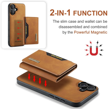 For iPhone 16 DG.MING M2 Series 3-Fold Card Bag Wallet Leather Phone Case(Brown) - iPhone 16 Cases by DG.MING | Online Shopping UK | buy2fix