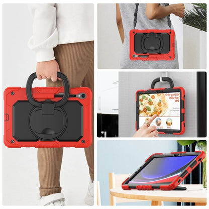 For Samsung Galaxy Tab S9 D Type Silicone Hybrid PC Tablet Case with Handle Holder(Red) - Galaxy Tab S9 Cases by buy2fix | Online Shopping UK | buy2fix