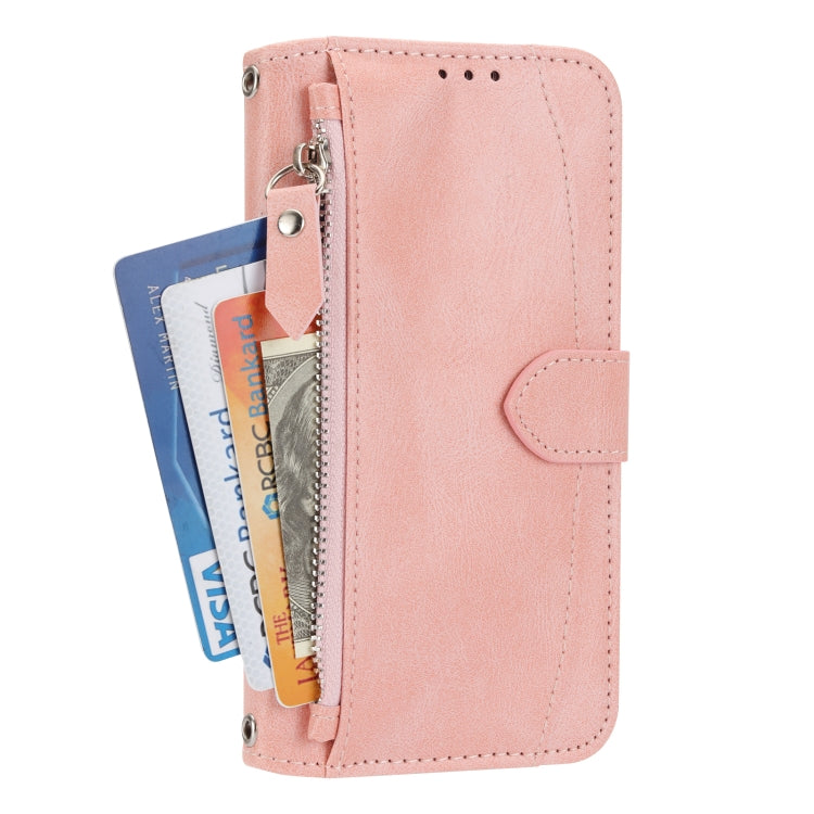 For iPhone 16 Pro Max Oil Skin Zipper Wallet Leather Phone Case(Pink) - iPhone 16 Pro Max Cases by buy2fix | Online Shopping UK | buy2fix