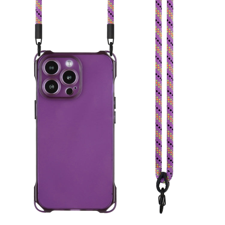 For iPhone 16 Pro Max Four-corner Shockproof TPU Phone Case with Lanyard(Purple) - iPhone 16 Pro Max Cases by buy2fix | Online Shopping UK | buy2fix