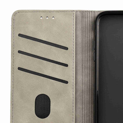 For iPhone 16 Pro Max Skin Feel Splicing Leather Phone Case(Grey) - iPhone 16 Pro Max Cases by buy2fix | Online Shopping UK | buy2fix