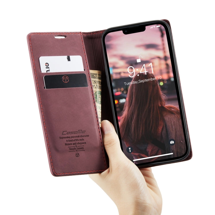 For iPhone 15 Plus CaseMe 013 Multifunctional Horizontal Flip Leather Phone Case(Wine Red) - iPhone 15 Plus Cases by CaseMe | Online Shopping UK | buy2fix