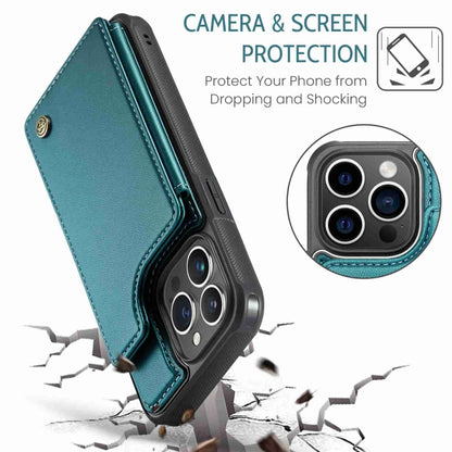 For iPhone 15 Pro Max CaseMe C22 Card Slots Holder RFID Anti-theft Phone Case(Blue Green) - iPhone 15 Pro Max Cases by CaseMe | Online Shopping UK | buy2fix