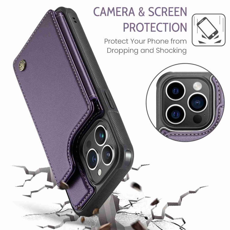 For iPhone 15 Pro CaseMe C22 Card Slots Holder RFID Anti-theft Phone Case(Purple) - iPhone 15 Pro Cases by CaseMe | Online Shopping UK | buy2fix