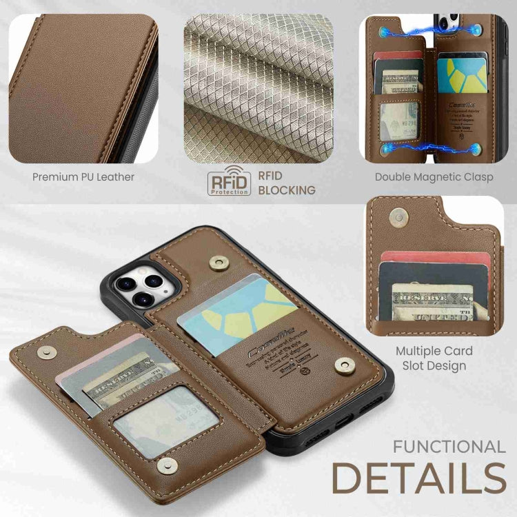 For iPhone 11 Pro CaseMe C22 Card Slots Holder RFID Anti-theft Phone Case(Brown) - iPhone 11 Pro Cases by CaseMe | Online Shopping UK | buy2fix