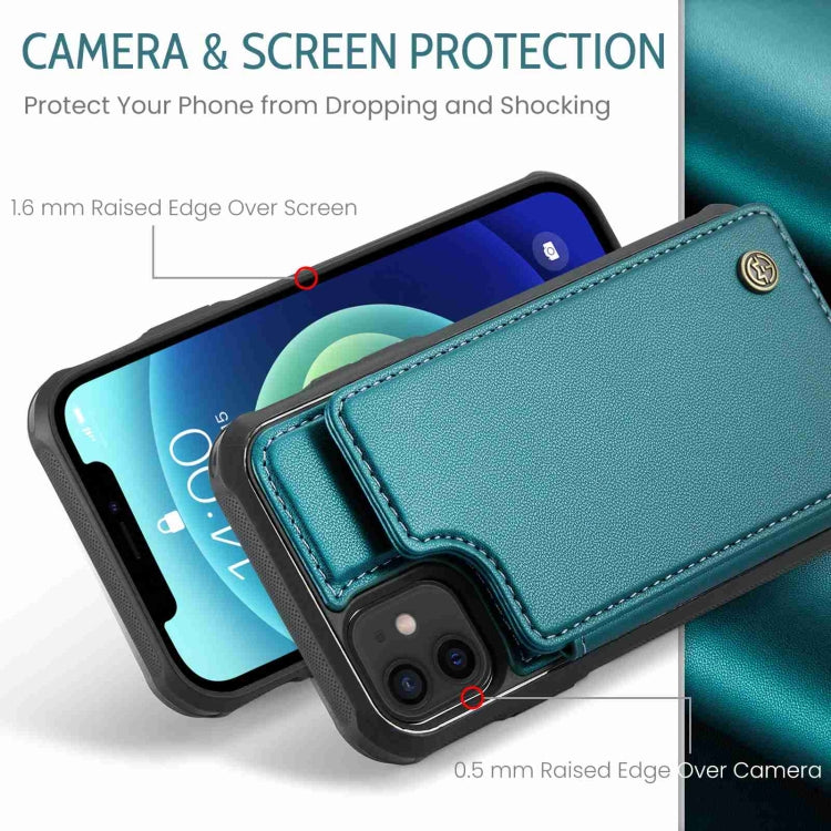 For iPhone 12 / 12 Pro CaseMe C22 Card Slots Holder RFID Anti-theft Phone Case(Blue Green) - iPhone 12 / 12 Pro Cases by CaseMe | Online Shopping UK | buy2fix