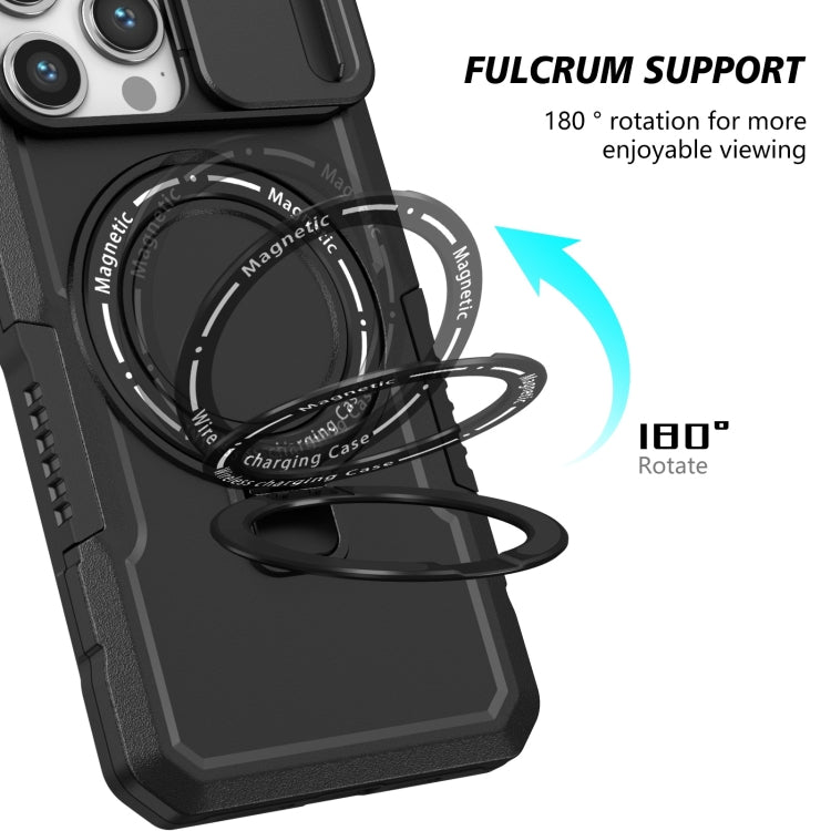 For iPhone 15 Pro Sliding Camshield Magsafe Holder TPU Hybrid PC Phone Case(Black) - iPhone 15 Pro Cases by buy2fix | Online Shopping UK | buy2fix