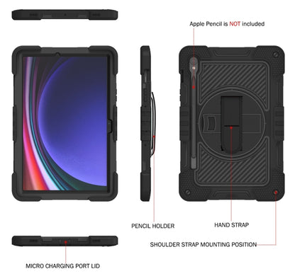 For Samsung Galaxy Tab S9 360 Degree Rotation PC Contrast Silicone Tablet Case(Black) - Galaxy Tab S9 Cases by buy2fix | Online Shopping UK | buy2fix