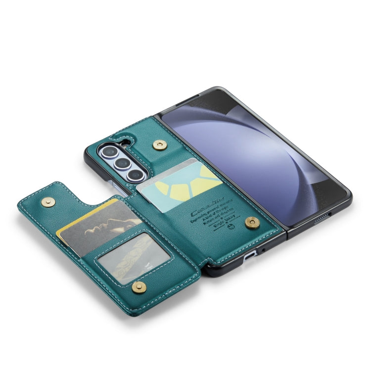 For Samsung Galaxy Z Fold5 CaseMe C22 PC+TPU Business Style RFID Anti-theft Leather Phone Case(Blue Green) - Galaxy Z Fold5 Cases by CaseMe | Online Shopping UK | buy2fix