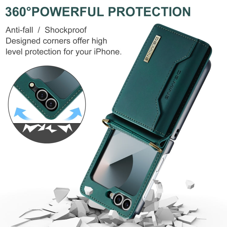 For Samsung Galaxy Z Flip6 DG.MING M2 Series Card Bag Magnetic Leather Phone Case(Green) - Galaxy Z Flip6 5G Cases by DG.MING | Online Shopping UK | buy2fix