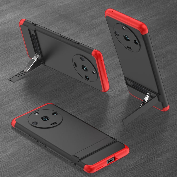 For Realme 11 Pro / 11 Pro+ GKK Three Stage Splicing Full Coverage PC Phone Case with Stand(Black Red) - Realme Cases by GKK | Online Shopping UK | buy2fix