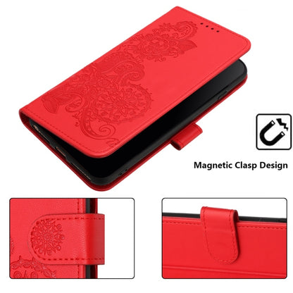 For Motorola Edge 5G 2024 Datura Flower Embossed Flip Leather Phone Case(Red) - Motorola Cases by buy2fix | Online Shopping UK | buy2fix