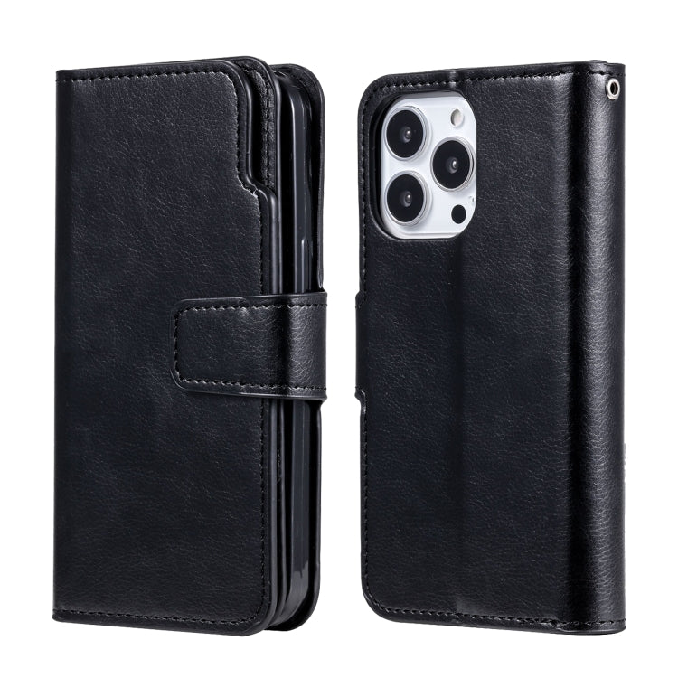 For iPhone 16 Pro Max Tri-Fold 9-Card Wallets Leather Phone Case(Black) - iPhone 16 Pro Max Cases by buy2fix | Online Shopping UK | buy2fix