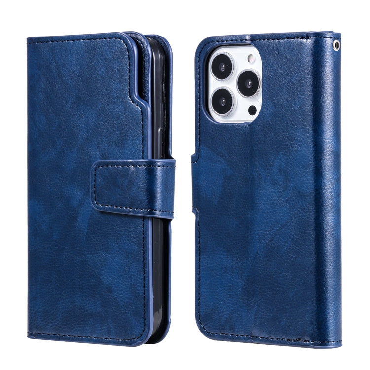 For iPhone 16 Pro Tri-Fold 9-Card Wallets Leather Phone Case(Blue) - iPhone 16 Pro Cases by buy2fix | Online Shopping UK | buy2fix