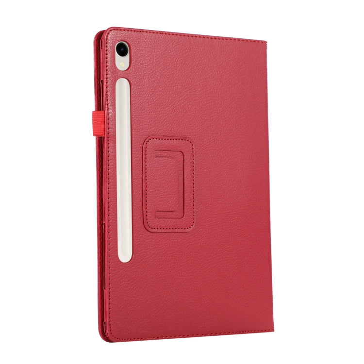 For Samsung Galaxy Tab S9 Litchi Texture Leather Tablet Case with Holder(Red) - Other Galaxy Tab PC by buy2fix | Online Shopping UK | buy2fix