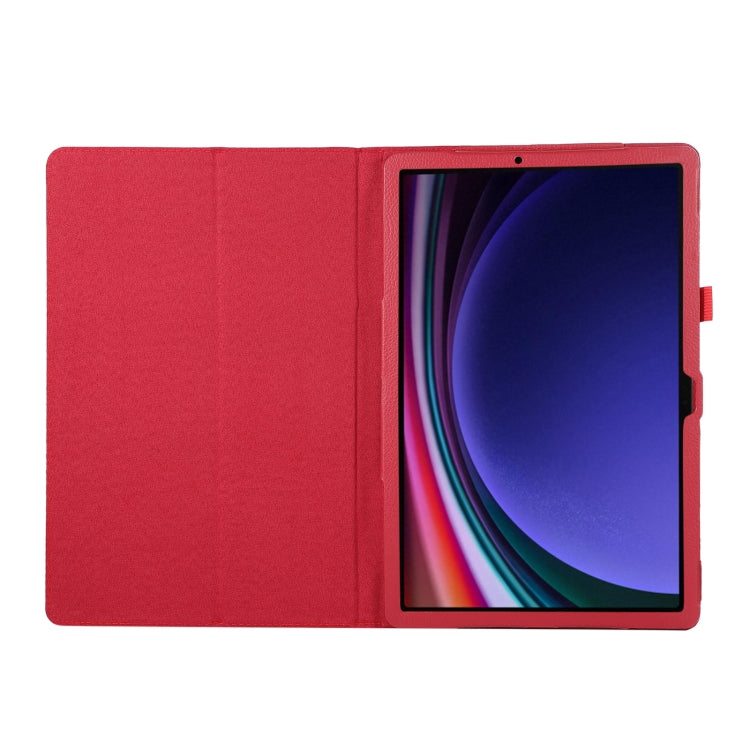 For Samsung Galaxy Tab S9 Litchi Texture Leather Tablet Case with Holder(Red) - Other Galaxy Tab PC by buy2fix | Online Shopping UK | buy2fix