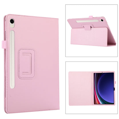 For Samsung Galaxy Tab S9 Ultra Litchi Texture Leather Tablet Case with Holder(Pink) - Other Galaxy Tab PC by buy2fix | Online Shopping UK | buy2fix