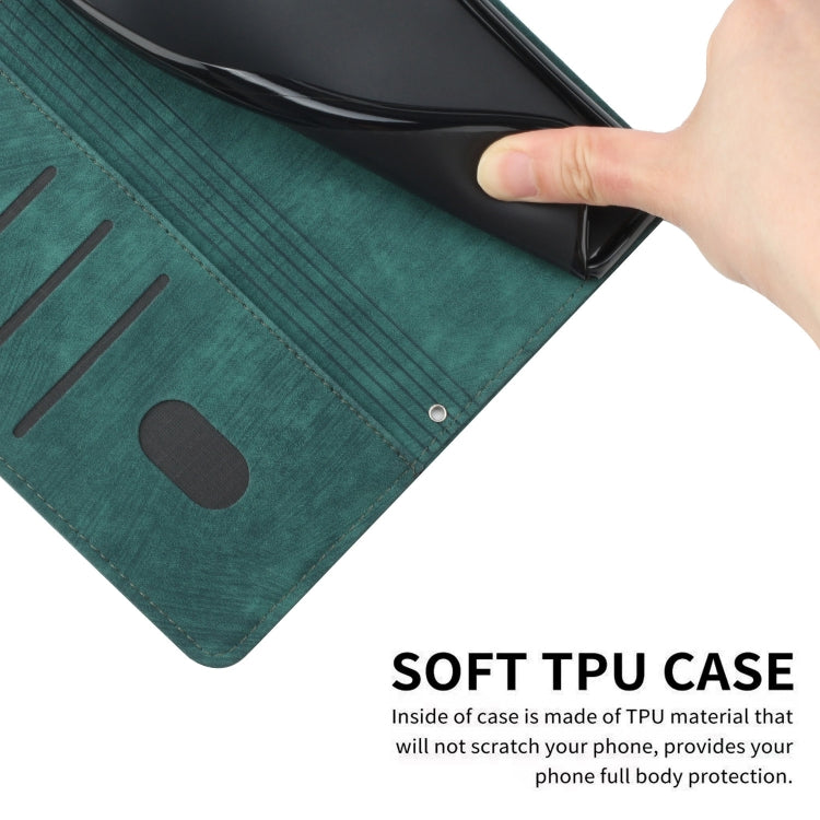 For Motorola Moto G Power 5G 2024 Skin Feel Stripe Pattern Leather Phone Case with Lanyard(Green) - Motorola Cases by buy2fix | Online Shopping UK | buy2fix