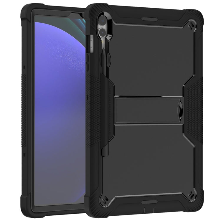 For Samsung Galaxy Tab S9+ Shockproof Silicone Hybrid PC Tablet Case with Holder(Black) - Galaxy Tab S9+ Cases by buy2fix | Online Shopping UK | buy2fix