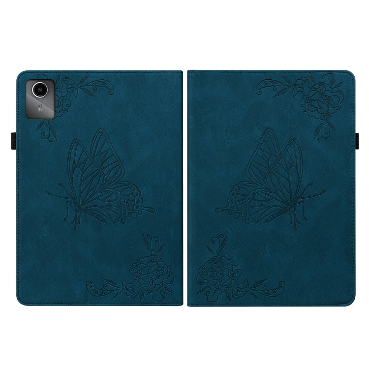 For Lenovo Tab M11/Xiaoxin Pad 11 2024 Butterfly Flower Embossed Leather Tablet Case(Blue) - Lenovo by buy2fix | Online Shopping UK | buy2fix