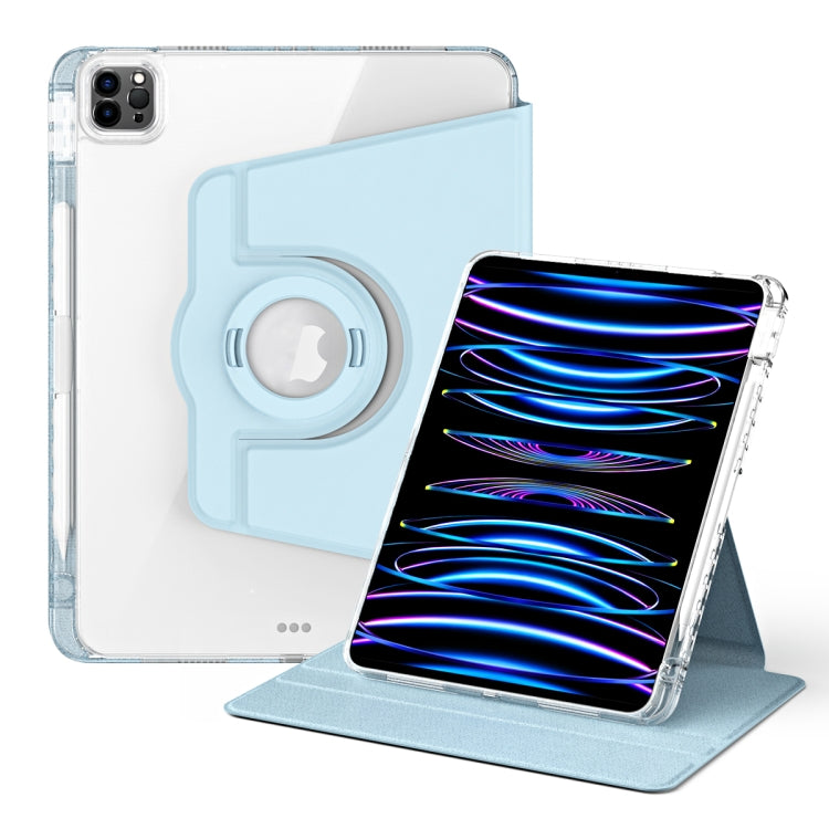 For iPad Air 13 2024 / Pro 12.9 2022 360 Rotation Detachable Clear Acrylic Leather Tablet Case(Ice Blue) - iPad Pro 12.9 (2022/2021) Cases by buy2fix | Online Shopping UK | buy2fix