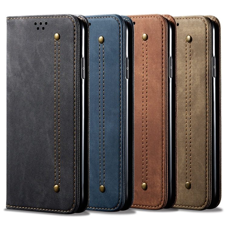 For Xiaomi Redmi K60 Ultra / 13T Denim Texture Casual Style Horizontal Flip Leather Case(Brown) - Redmi K60 Ultra Cases by buy2fix | Online Shopping UK | buy2fix