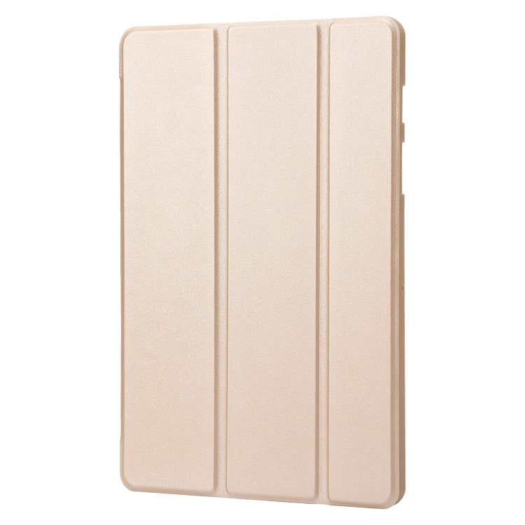 For Samsung Galaxy Tab S9+ 3-Fold Holder Silicone Leather Tablet Case(Gold) - Galaxy Tab S9+ Cases by buy2fix | Online Shopping UK | buy2fix