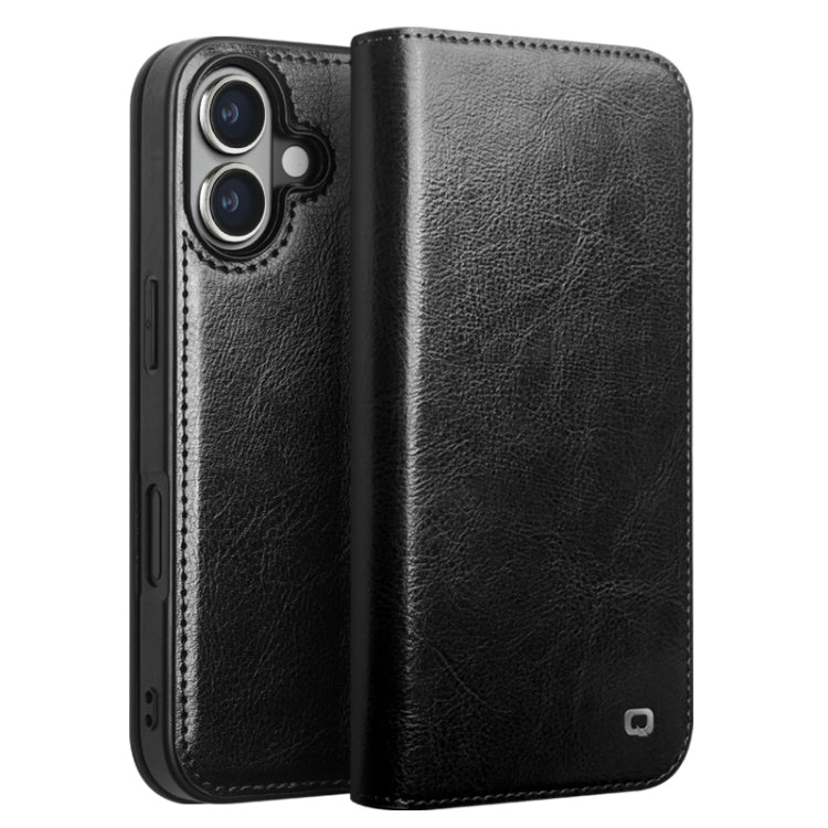 For iPhone 16 Plus QIALINO Classic Genuine Leather Phone Case(Black) - iPhone 16 Plus Cases by QIALINO | Online Shopping UK | buy2fix