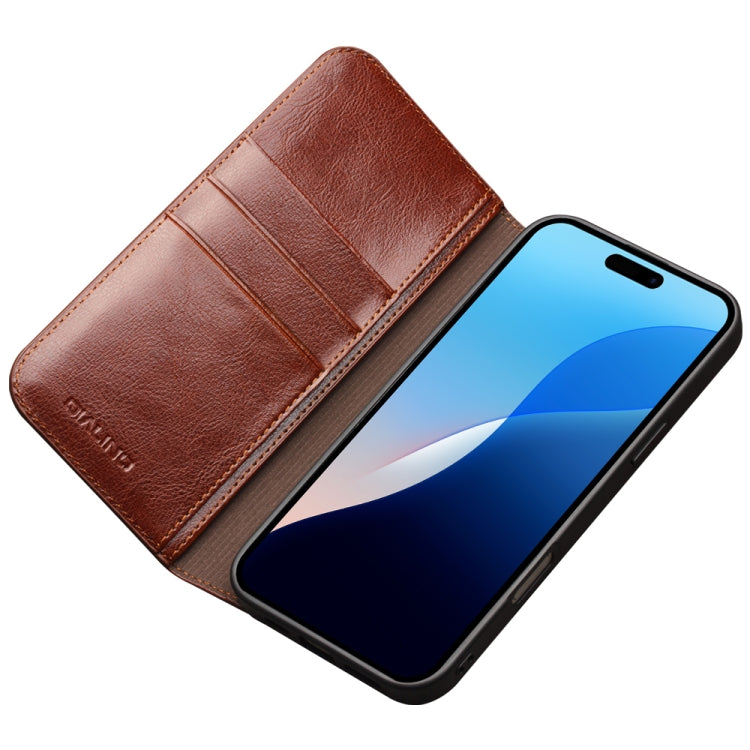 For iPhone 16 Plus QIALINO Classic Genuine Leather Phone Case(Brown) - iPhone 16 Plus Cases by QIALINO | Online Shopping UK | buy2fix