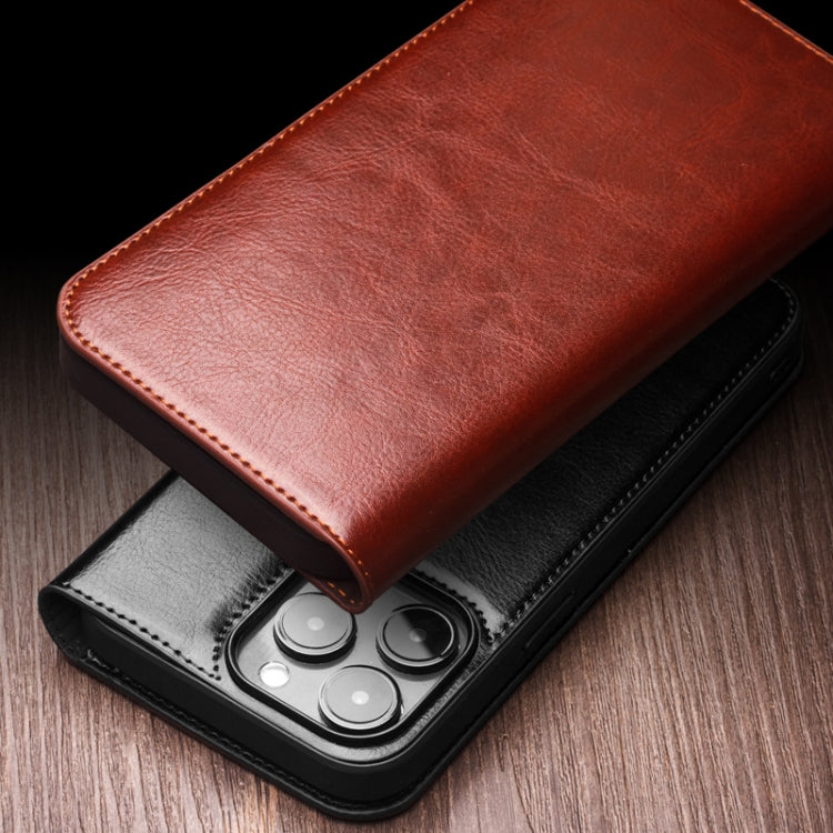 For iPhone 16 QIALINO Classic Genuine Leather Phone Case(Brown) - iPhone 16 Cases by QIALINO | Online Shopping UK | buy2fix