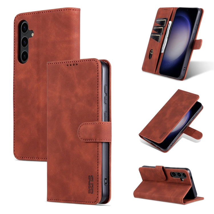 For Samsung Galaxy S24+ 5G AZNS Skin Feel Calf Texture Flip Leather Phone Case(Brown) - Galaxy S24+ 5G Cases by AZNS | Online Shopping UK | buy2fix